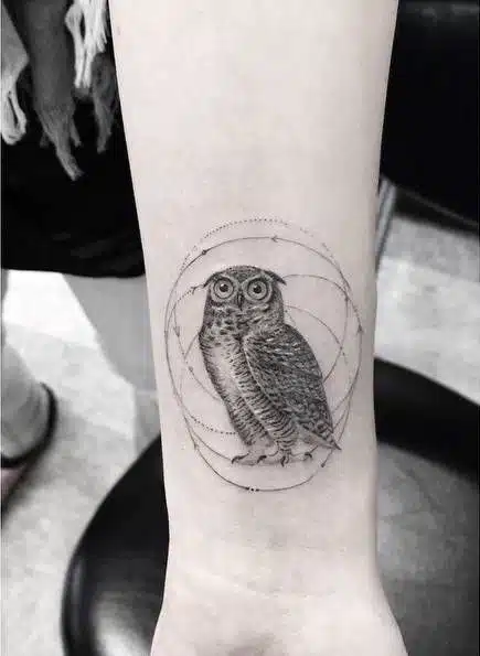 Owl Inner Wrist Tattoos