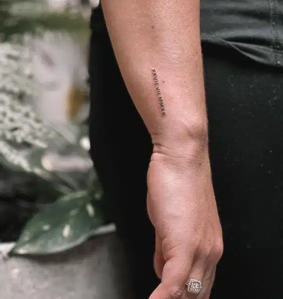Roman Numerals Side Wrist Tattoos