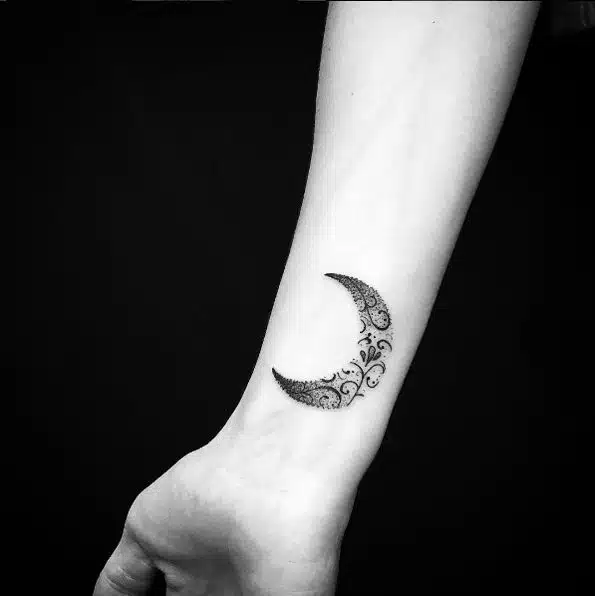 moon tattoo wrist