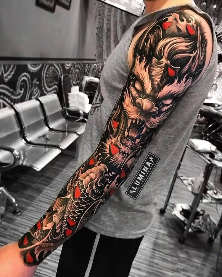 Top 161 Sleeve Tattoos For Men Latest Vova Edu Vn   Dragon Sleeve Tattoos For Men 