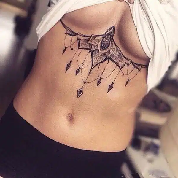 Gem Chandelier Sternum Bikini Temporary Tattoo  Temporary Tattoos