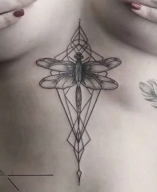 Dragonfly Chest Tattoos For Women