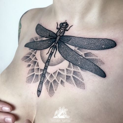 42 Most Beautiful Chest Tattoos for Women Dragonfly Chest Tattoos For Women