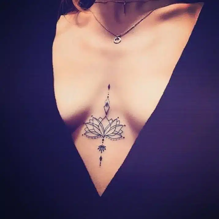 Inbetween Breast Tattoos For Women