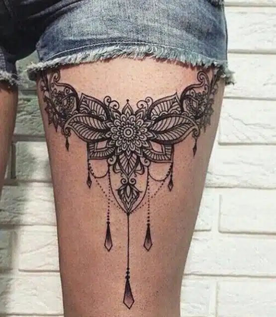 Chandelier Thigh Tattoos For Women