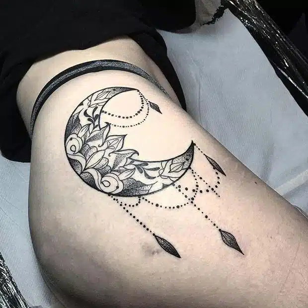 Moon Leg Tattoos For Women