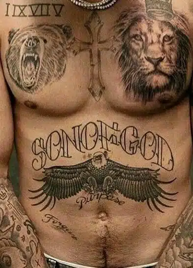 Justin Bieber Abdomen Eagle Tattoo